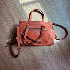 Marc Jacobs Orange Pebbled Leather Satchel with Crossbody Strap